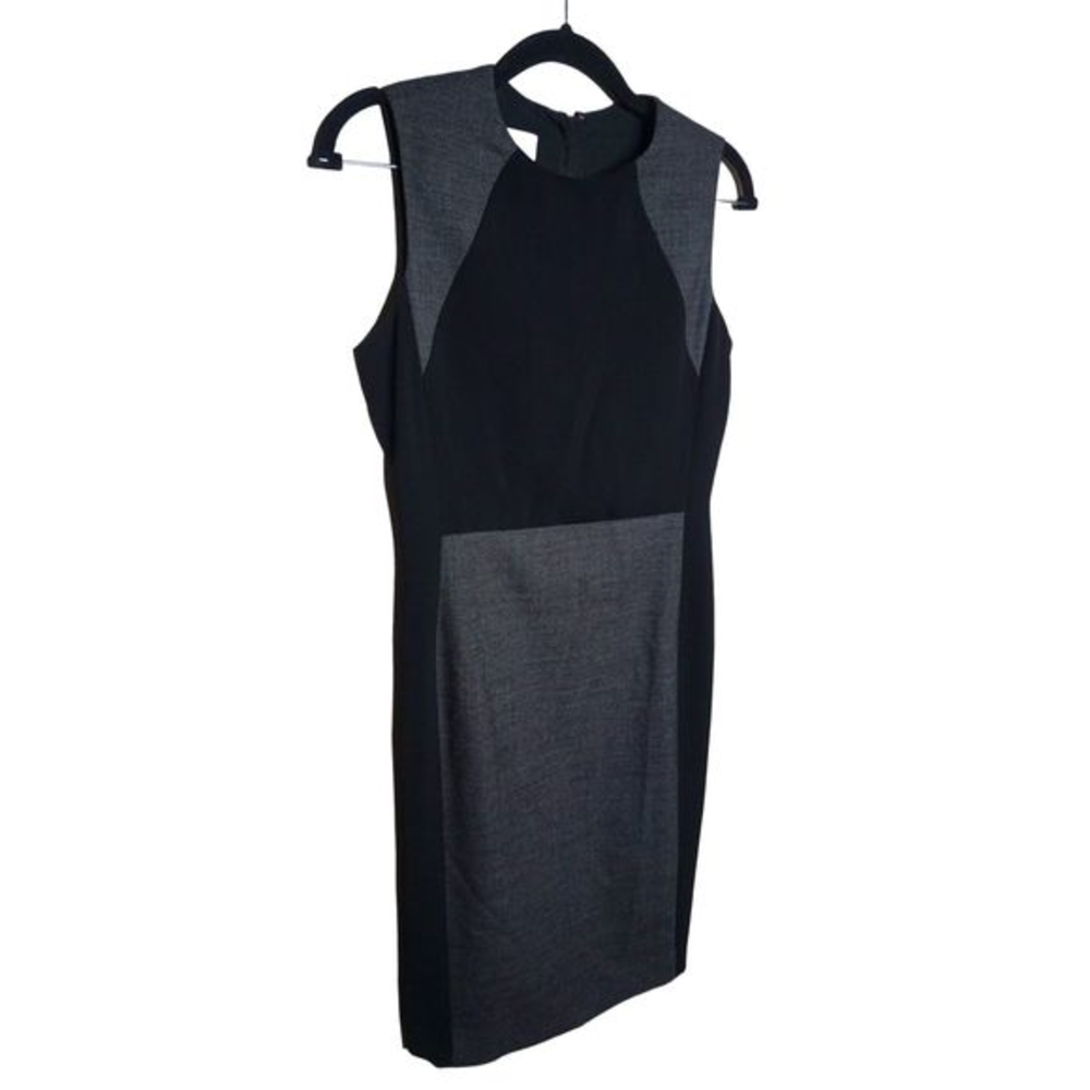 Hobbs London Women's Black & Gray Color Block Shift Wool Dress US 4‎ UK 8
